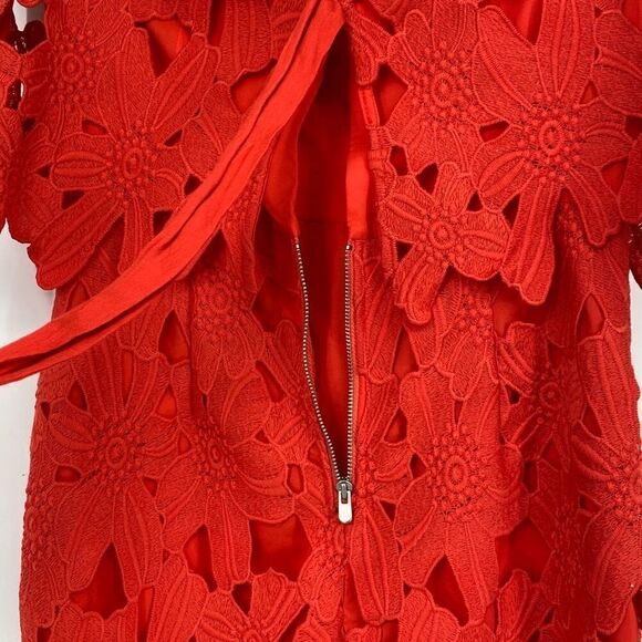 Saylor x Free People Erin Red Lace Strapless Knee Length Pretty  Dress Coral Red - Picture 11 of 15